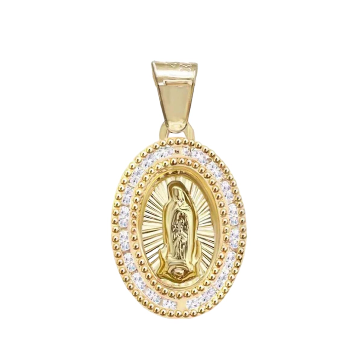 Medalla Virgen Guadalupe Oro 10 K Zirconias + Obsequio