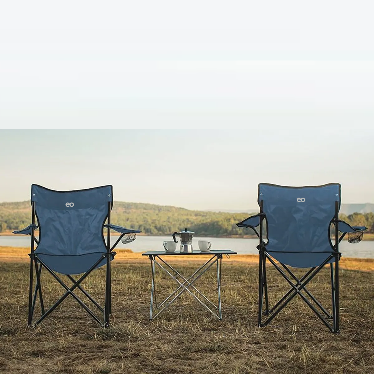 Silla Camping Y Playa Plegable Portatil Para Exteriores Azul Grisaceo