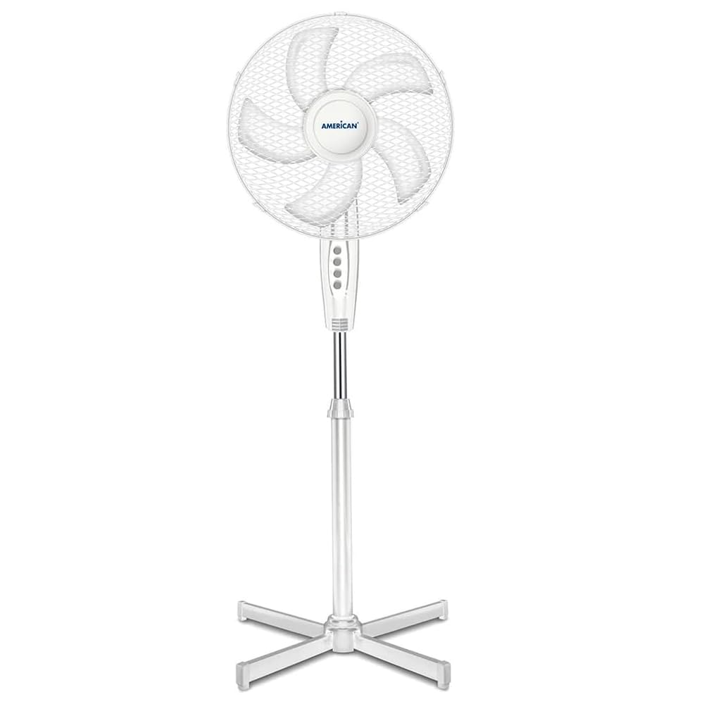 VENTILADOR DE PEDESTAL AMERICAN 7316 16 PUL 5 ASPAS 3 VEL 1.25 MT BLANCO