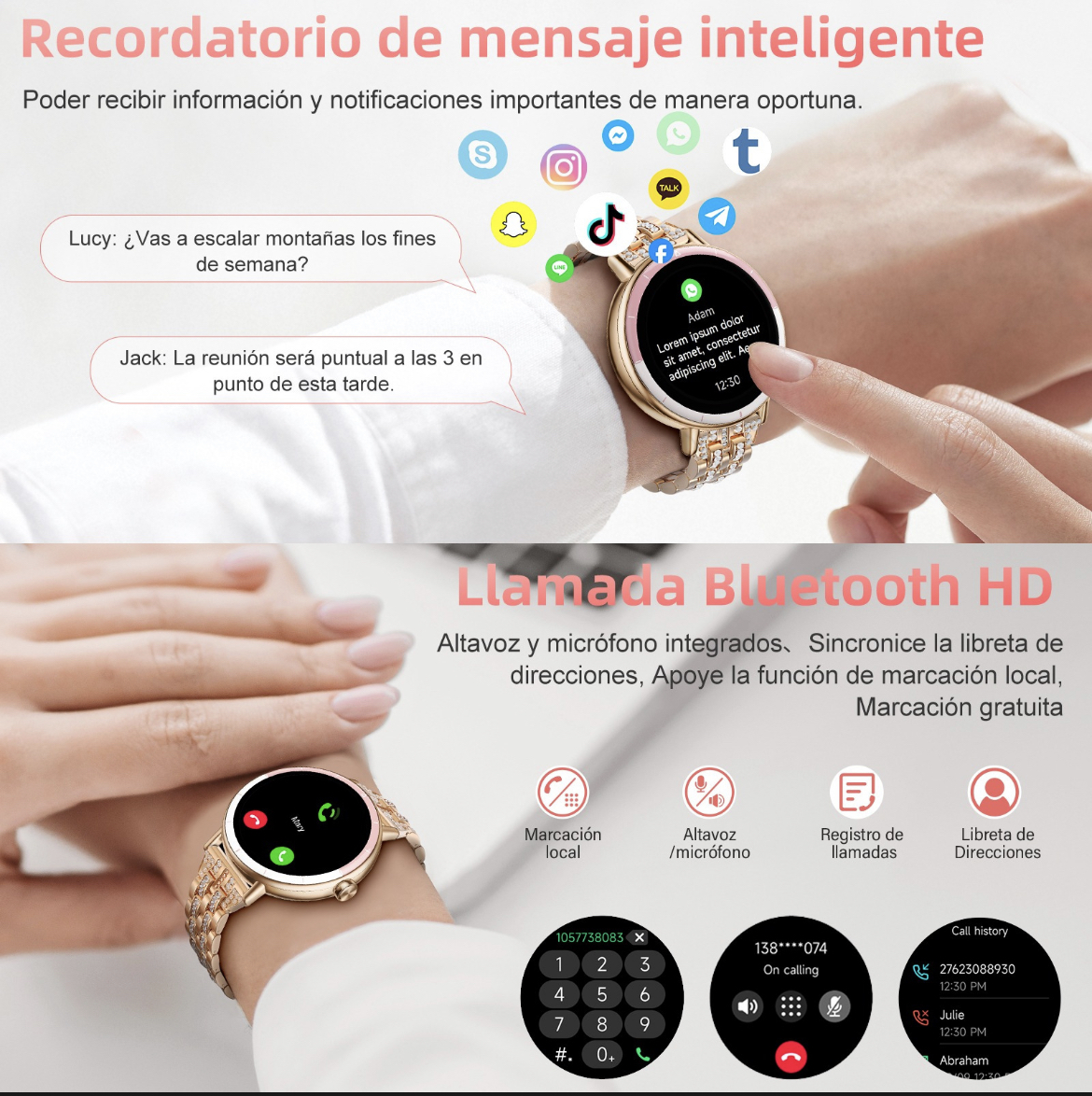 Reloj Inteligente Smart Watch Mujer Bluetooth Llamada Ai Voz