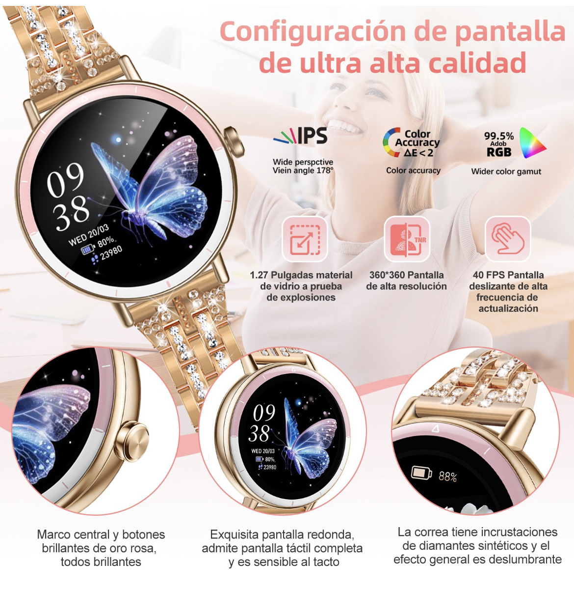 Reloj Inteligente Smart Watch Mujer Bluetooth Llamada Ai Voz