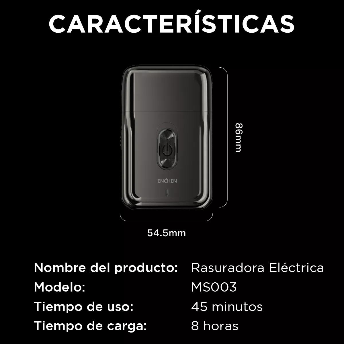 ENCHEN Mini Rasuradora Afeitadora Eléctrica Uso Flexible En Diferentes Escenarios Compacta Y Portátil 7000 Revoluciones Por Minuto Profesional Color Negro