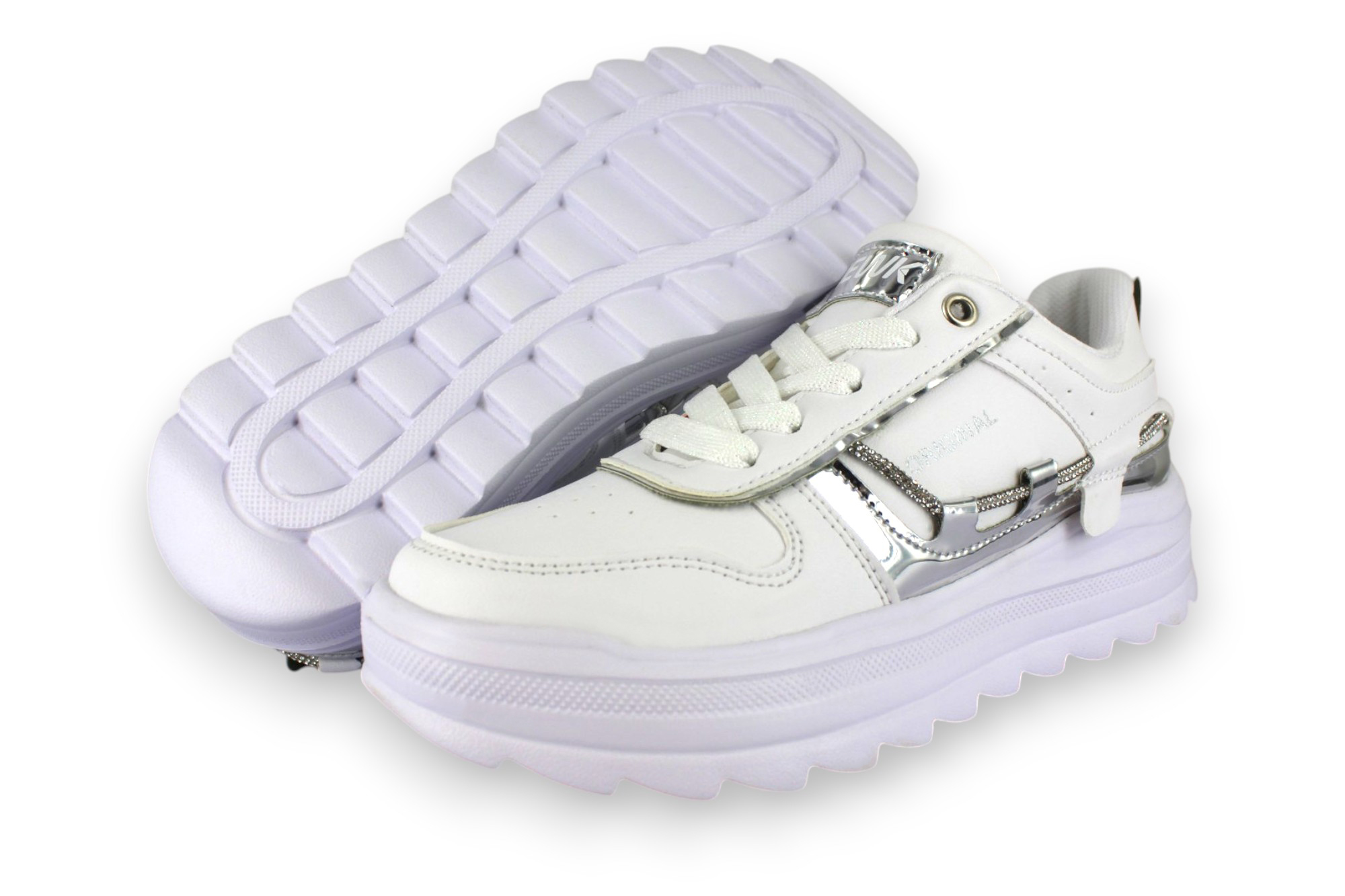Tenis Casual Blanco Plata Mujer Tauret Newk