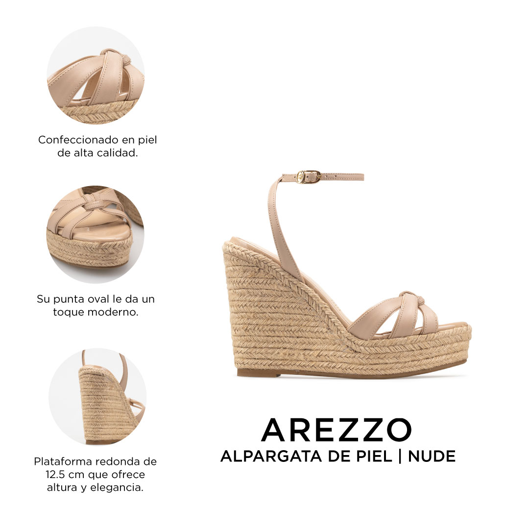 Alpargatas Para Mujer De Piel Sandalia Plataforma Davenia Mod. Arezzo Nude