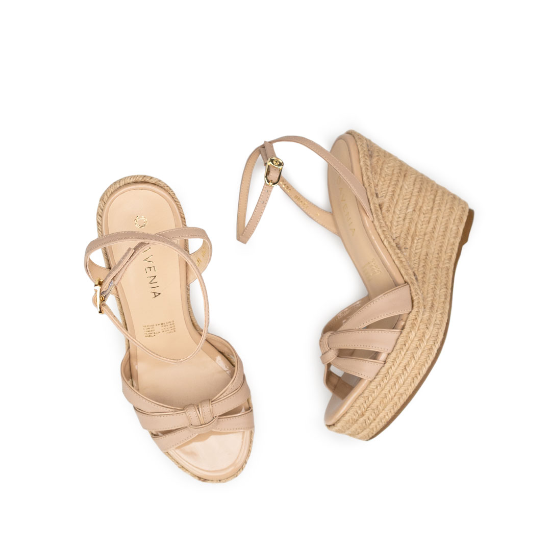 Alpargatas Para Mujer De Piel Sandalia Plataforma Davenia Mod. Arezzo Nude