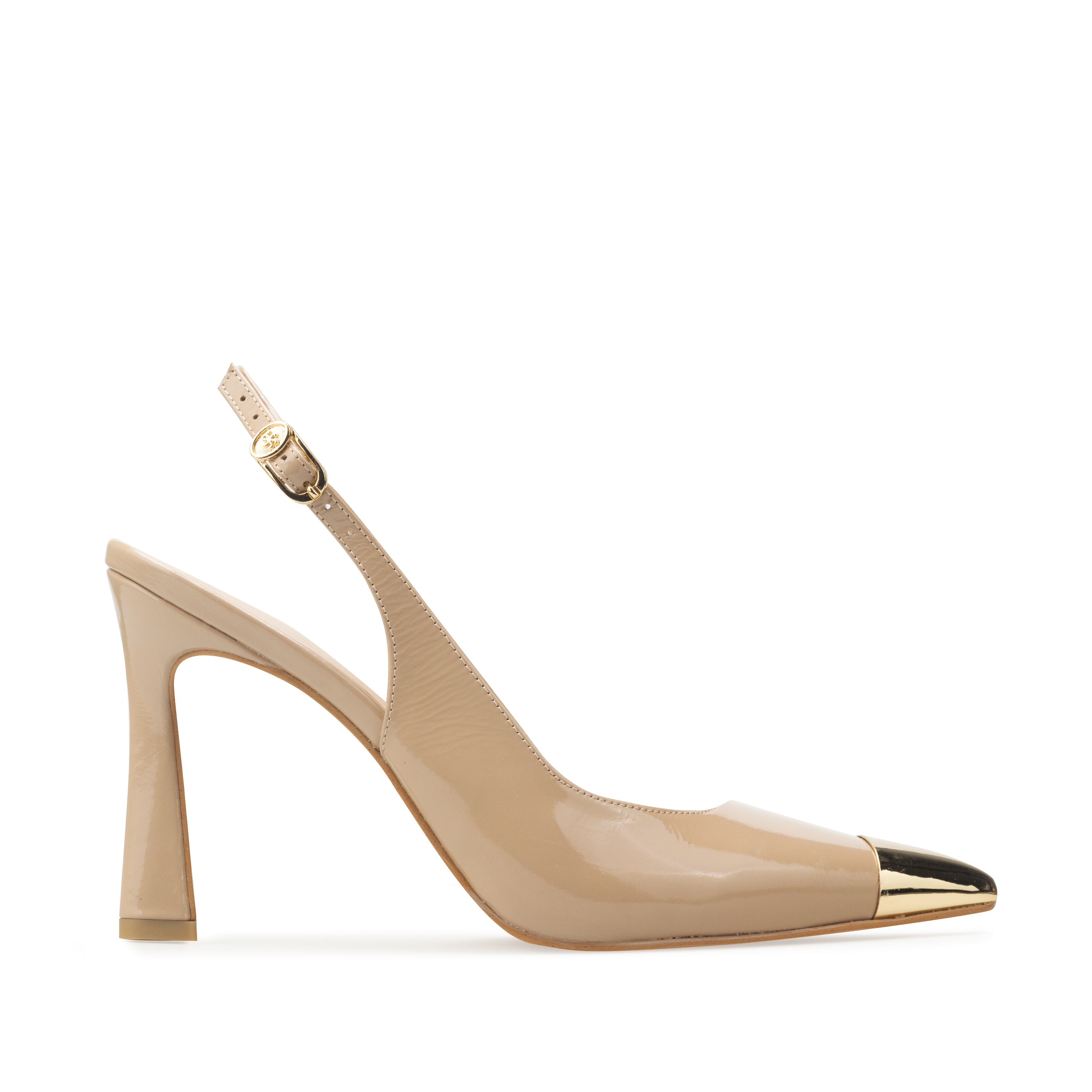 Zapatillas De Tacón Elegantes Para Mujer De Piel Davenia Mod. Ailin Nude
