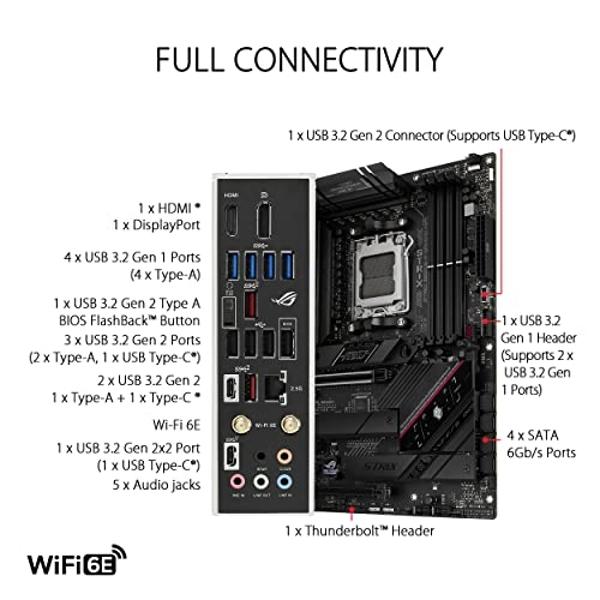 ASUS ROG Strix B650E-F Gaming WiFi AMD B650 AM5 Ryzen™ Desktop 9000 8000 & 7000 ATX Motherboard, 12+2 Power Stages, DDR5, 3X M.2 Slot, PCIe® 5.0, WiFi 6E, 2.5G LAN, USB 3.2 Gen 2x2