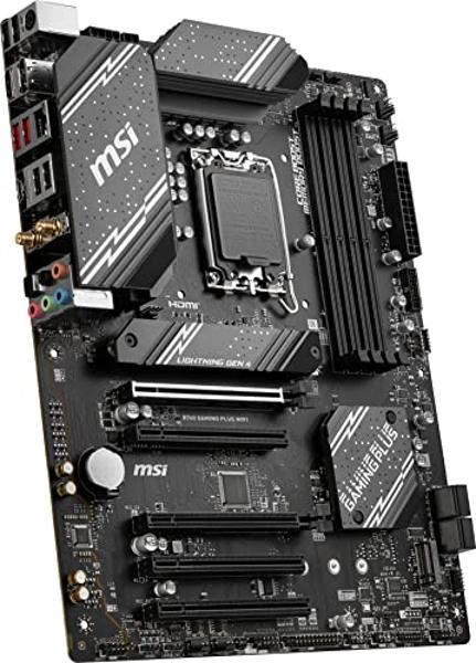 MSI B760 Gaming Plus WiFi Gaming Motherboard (Supports 12th/13th/14th Gen Intel Processors, LGA 1700, DDR5, PCIe 4.0, M.2, 2.5Gbps LAN, USB 3.2 Gen2, HDMI/DP, Wi-Fi 6E, Bluetooth 5