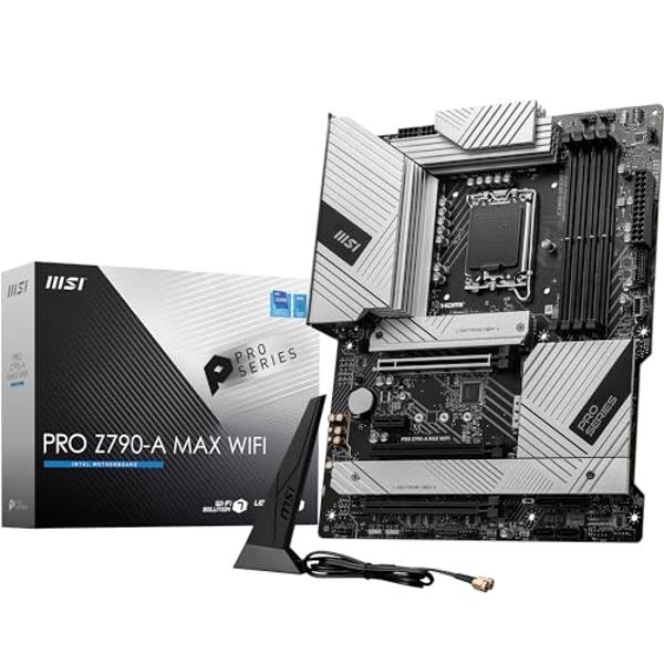 MSI PRO Z790-A MAX WiFi ProSeries Motherboard (Supports 12th/13th/14th Gen Intel Processors, LGA 1700, DDR5, PCIe 5.0, M.2, SATA 6G, 2.5Gbps LAN, USB 3.2 Gen2, Wi-Fi 7, Bluetooth 5