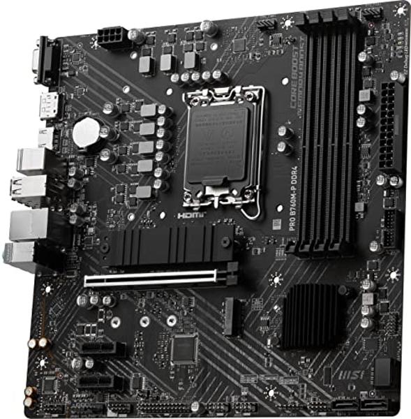 MSI PRO B760M-P DDR4 ProSeries Motherboard (Supports 12th/13th/14th Gen Intel Processors, LGA 1700, DDR4, PCIe 4.0, M.2, USB 3.2 Gen2, HDMI/DP, mATX)