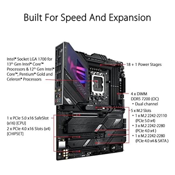 ASUS ROG Strix Z790-E Gaming WiFi 6E LGA 1700(Intel 14th,13th&12th Gen) ATX gaming motherboard(PCIe 5.0, DDR5,18+1 power stages,2.5 Gb LAN,Thunderbolt 4,5xM.2, 1xPCIe 5.0 M.2,Front