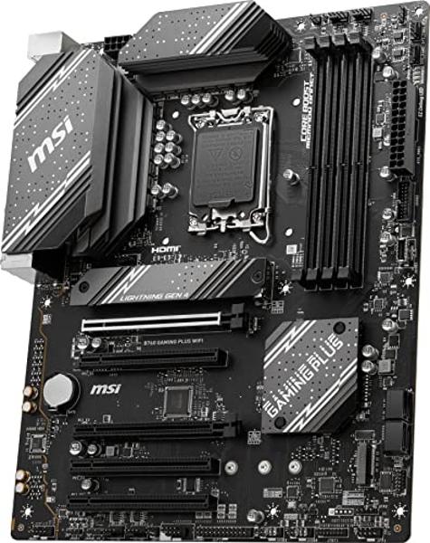 MSI B760 Gaming Plus WiFi Gaming Motherboard (Supports 12th/13th/14th Gen Intel Processors, LGA 1700, DDR5, PCIe 4.0, M.2, 2.5Gbps LAN, USB 3.2 Gen2, HDMI/DP, Wi-Fi 6E, Bluetooth 5