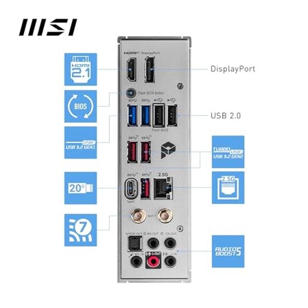 MSI PRO Z790-A MAX WiFi ProSeries Motherboard (Supports 12th/13th/14th Gen Intel Processors, LGA 1700, DDR5, PCIe 5.0, M.2, SATA 6G, 2.5Gbps LAN, USB 3.2 Gen2, Wi-Fi 7, Bluetooth 5