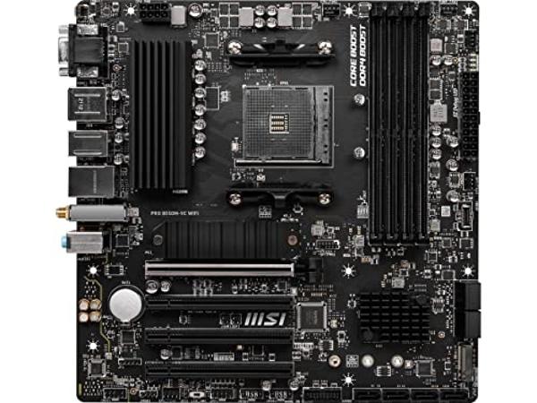 MSI PRO B550M-VC WiFi ProSeries Motherboard (AMD Ryzen 5000 Series, AM4, DDR4, PCIe 4.0, SATA 6Gb/s, M.2, USB 3.2 Gen 2, HDMI/DP, Wi-Fi 6E, Bluetooth 5.2, mATX)