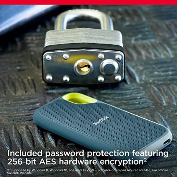 SanDisk 1TB Extreme Portable SSD - Up to 1050MB/s, USB-C, USB 3.2 Gen 2, IP65 Water and dust Resistance, Updated Firmware, Monterey - External Solid State Drive - SDSSDE61-1T00-G25