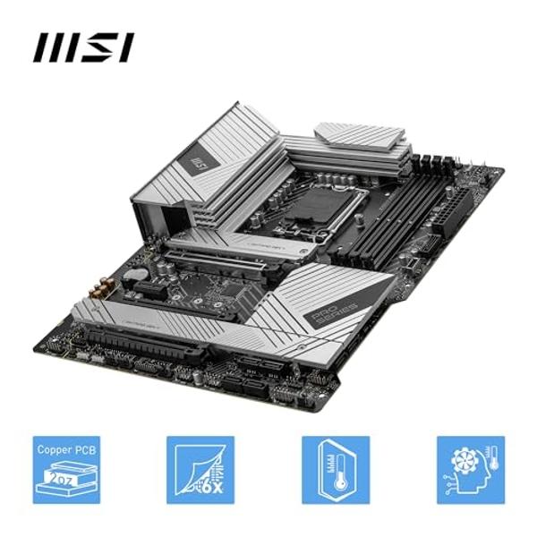 MSI PRO Z790-A MAX WiFi ProSeries Motherboard (Supports 12th/13th/14th Gen Intel Processors, LGA 1700, DDR5, PCIe 5.0, M.2, SATA 6G, 2.5Gbps LAN, USB 3.2 Gen2, Wi-Fi 7, Bluetooth 5