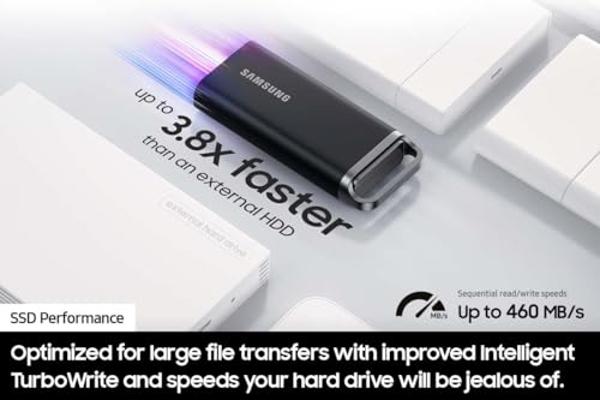 SAMSUNG T5 EVO Portable SSD 4TB, USB 3.2 Gen 1 External Solid State Drive, Seq. Read Speeds Up to 460MB/s for Gaming and Content Creation, MU-PH4T0S/AM, Black