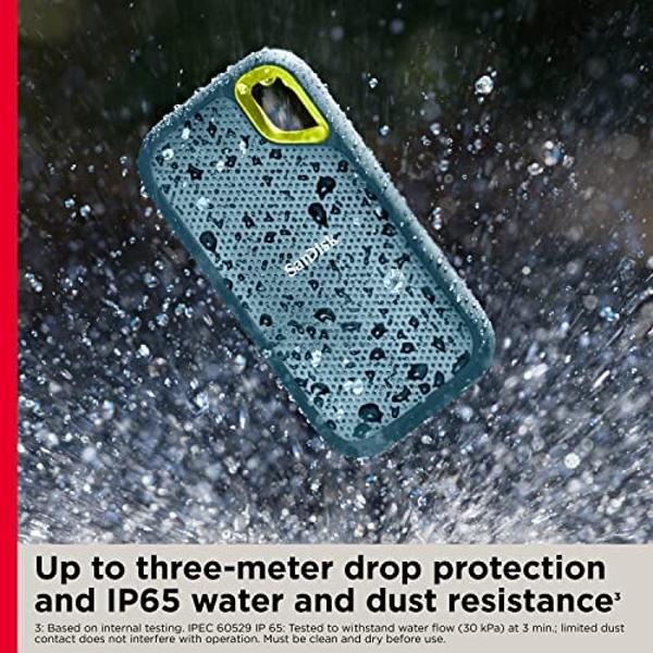 SanDisk 2TB Extreme Portable SSD - Up to 1050MB/s, USB-C, USB 3.2 Gen 2, IP65 Water and dust Resistance, Updated Firmware, Monterey - External Solid State Drive - SDSSDE61-2T00-G25