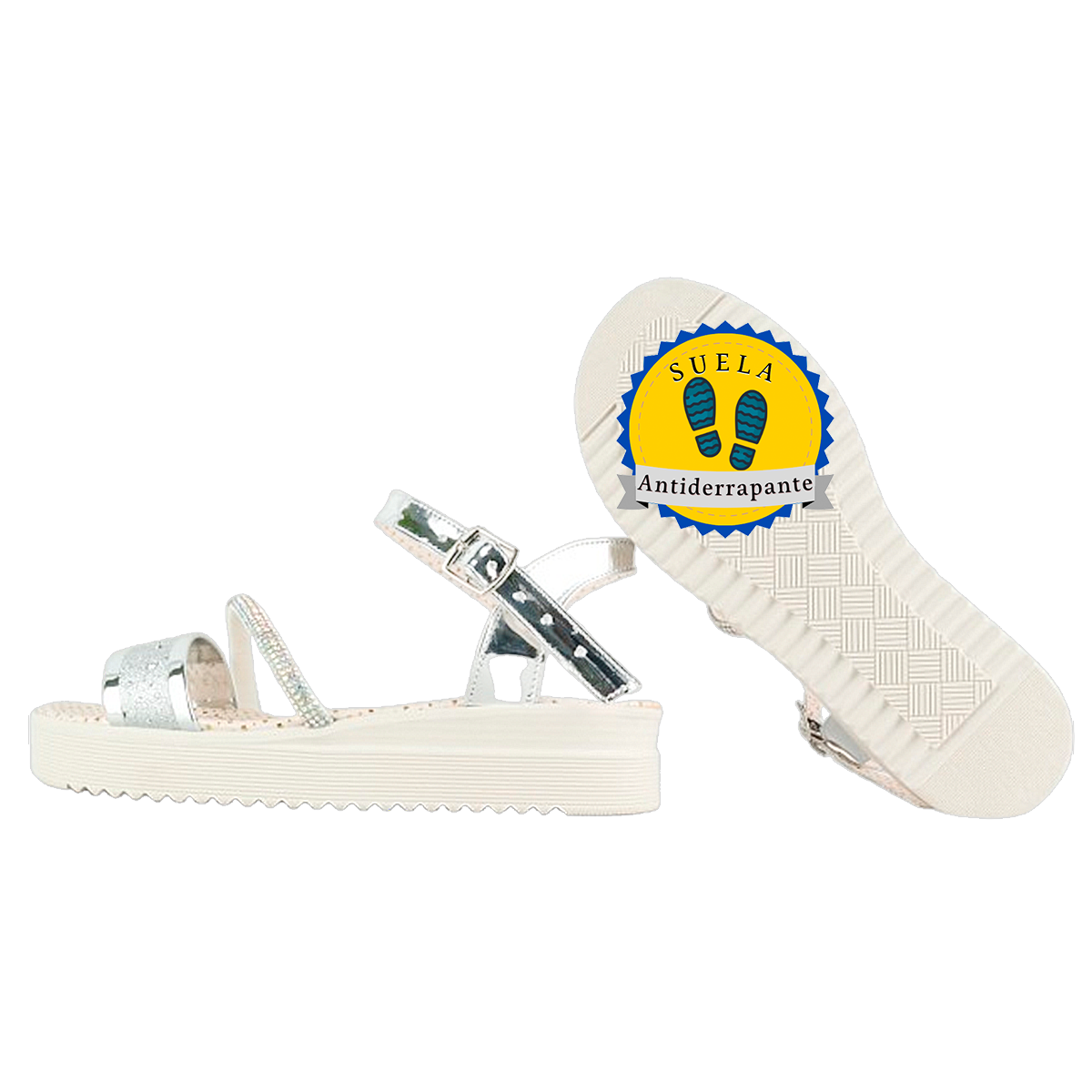 Huarache Niña Sandalia Plataforma Pedreria Fiesta Moda Tornasol 185-P
