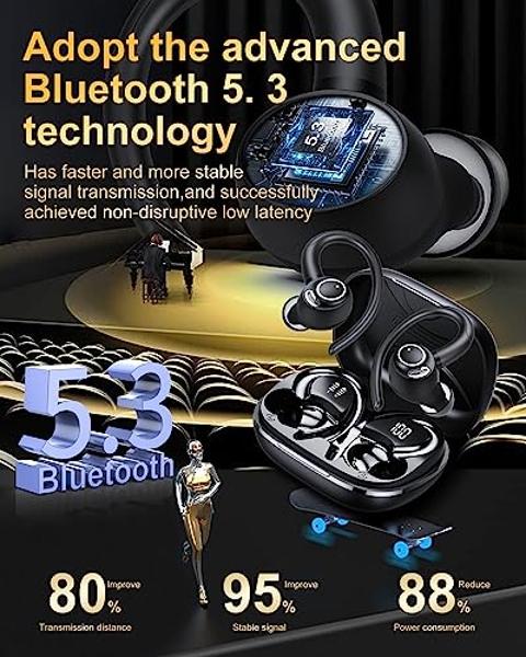 NANAMI Bluetooth Headphones Wireless Earbuds - Sports Magnetic Neckband Wireless Headsets, HiFi Stereo Deep Bass Updated Bluetooth 5.3 Earphones IPX7 Waterproof with Mic for Gym Ru