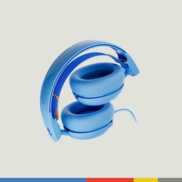 Skullcandy Grom Wired Headphones, Volume-Limiting Audio, Comfortable Over-Ear Fit, Foldable, Designed for Kids 6+, Convenient for Travel with 3.5mm Plug, Built-in Microphone - Surf