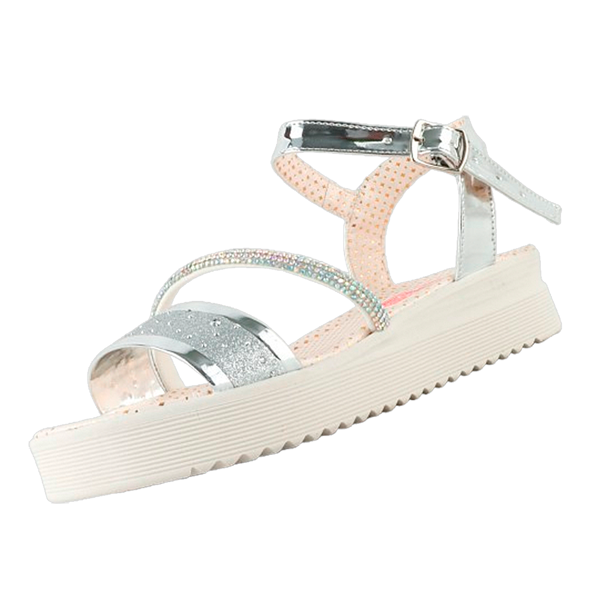 Huarache Niña Sandalia Plataforma Pedreria Fiesta Moda Tornasol 185-P