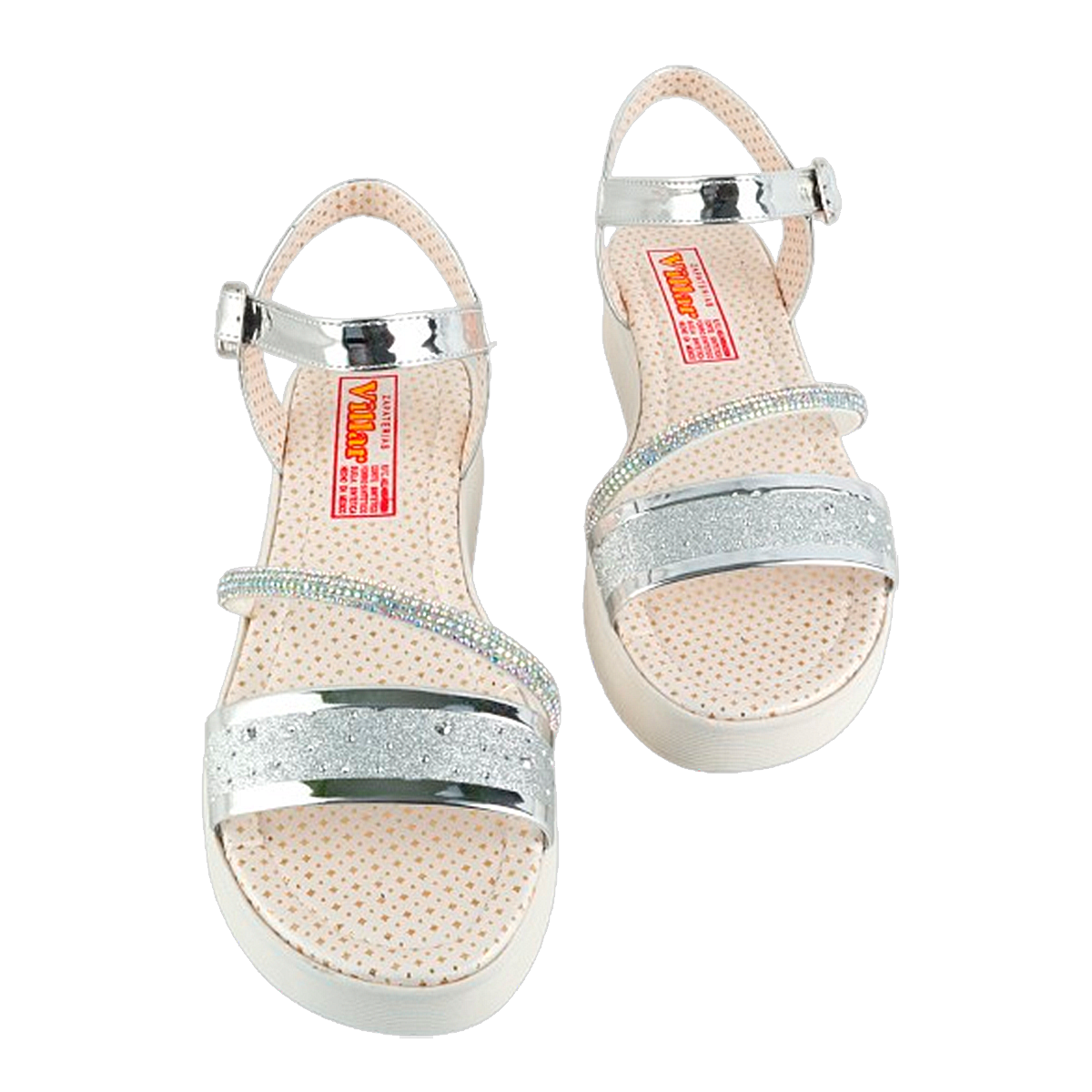 Huarache Niña Sandalia Plataforma Pedreria Fiesta Moda Tornasol 185-P