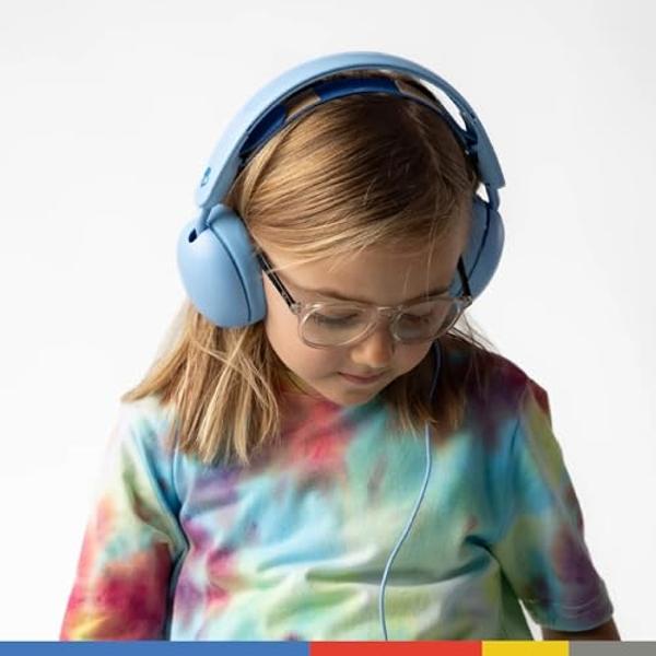 Skullcandy Grom Wired Headphones, Volume-Limiting Audio, Comfortable Over-Ear Fit, Foldable, Designed for Kids 6+, Convenient for Travel with 3.5mm Plug, Built-in Microphone - Surf