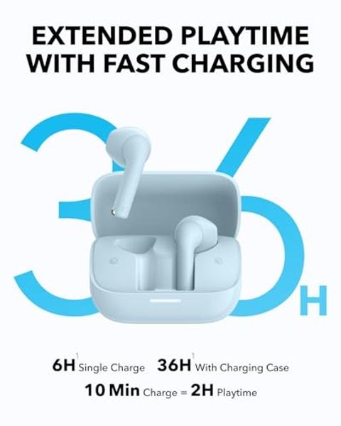 Soundcore K20i by Anker, Semi-in-Ear Earbuds, Bluetooth Wireless, 36H Playtime, Fast Charge, Clear Sound, Comfortable Fit, ENC 2-Mic Clear Calls, Custom EQ, IPX5, Bluetooth 5.3, Ap