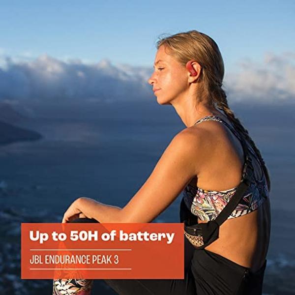 JBL Endurance Peak 3 - Dust and Water Proof (IP68) True Wireless Active Earbuds, Pure Bass Sound, Up to 50 Total Hours of Playback with Speed Charge, Ambient Aware & Talk Thru (Whi