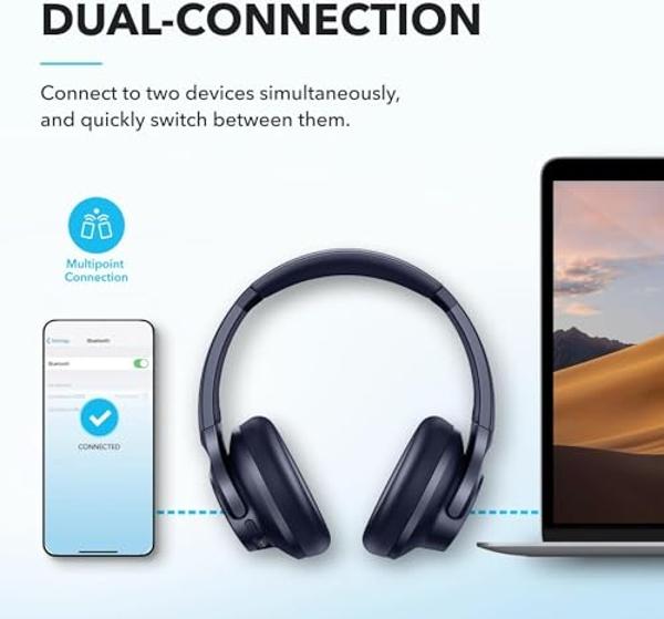soundcore by Anker Q20i Hybrid Active Noise Cancelling Headphones, Wireless Over-Ear Bluetooth, 40H Long ANC Playtime, Hi-Res Audio, Big Bass, Customize via an App, Transparency Mo