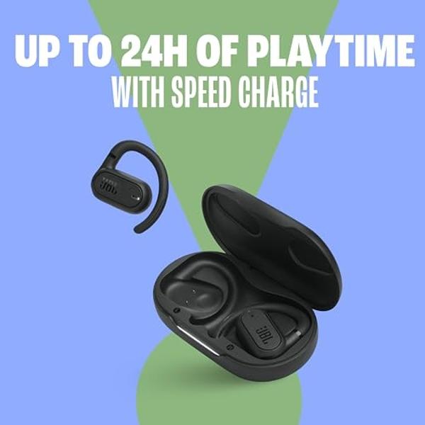 JBL SoundGear Sense - True Wireless Open-Ear Headphones, OpenSound Technology, Splash and dust Resistant, 4 mics for Crisp, Clear Calls, Up to 24 Hours of Battery Life, Plus Speed 