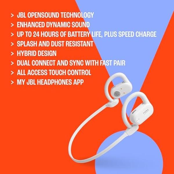 JBL SoundGear Sense - True Wireless Open-Ear Headphones, OpenSound Technology, Splash and dust Resistant, 4 mics for Crisp, Clear Calls, Up to 24 Hours of Battery Life, Plus Speed 