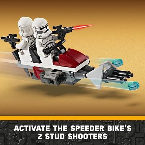 LEGO Star Wars Clone Trooper & Battle Droid Battle Pack Set for Kids, Buildable Toy Speeder Bike Vehicle, Tri-Droid and Defensive Post, Collectible, Gift for Boys and Girls Aged 7 