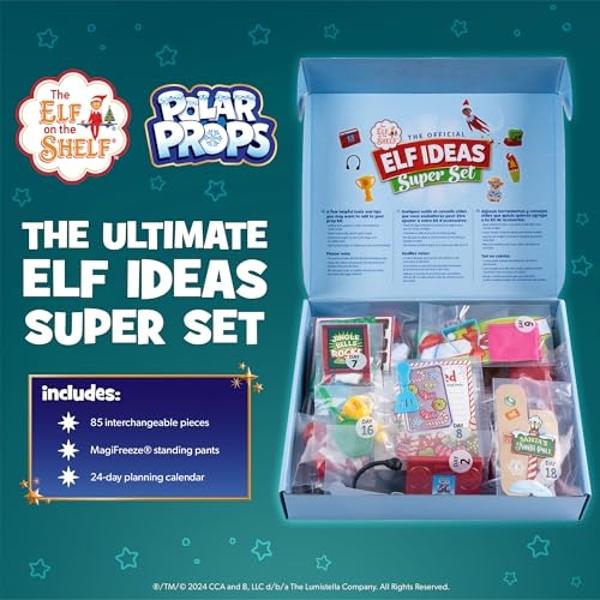The Elf on the Shelf 24-Day Super Set Official The Elf on the Shelf Ideas for 24 Days of Elf Magic - 80+ Props, MagiFreez Standing Pants and Calendar - for Ages 3 Years and Up Scou