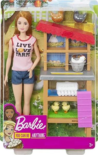 Barbie Careers Playset, Chicken Farmer Set with Fashion Doll with Red Hair & Boots, Henhouse, Chickens & Accessories (Amazon Exclusive)