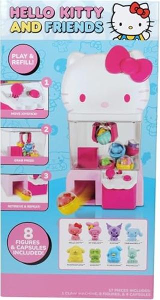 Hello Kitty and Friends, 12” Claw Machine with 8 Collectible Mini Figures - Officially Licensed Sanrio Product from Jazwares (Amazon Exclusive)