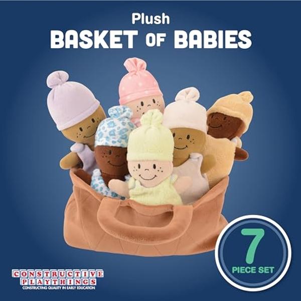 Creative Minds Basket of Babies Soft Baby Dolls, Sensory Toys, Multicultural, Diversity, Inclusion and Social Emotional Learning, Baby Toys for All Ages, Set of 6 Plush Dolls, Mult