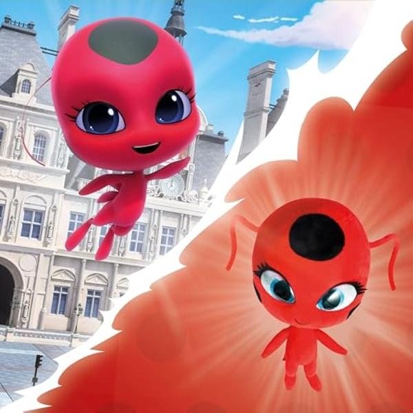 Miraculous Ladybug Kwami Mon Ami Plush Toy - Tikki The Ladybug, Super Soft Stuffed Animal - 9-inch Collectible Plush Figure, Ladybug & Cat Noir, Gift Stocking Stuffer for Kids & Co
