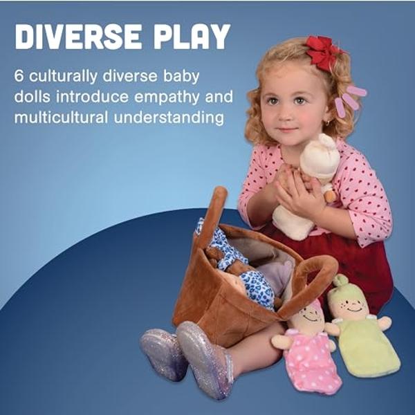 Creative Minds Basket of Babies Soft Baby Dolls, Sensory Toys, Multicultural, Diversity, Inclusion and Social Emotional Learning, Baby Toys for All Ages, Set of 6 Plush Dolls, Mult