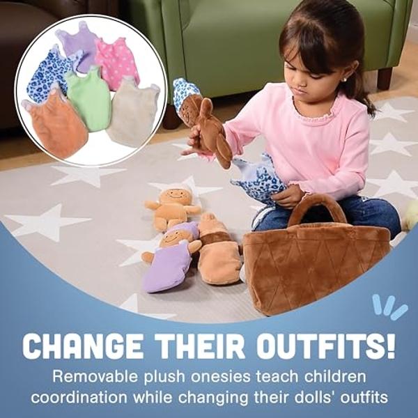 Creative Minds Basket of Babies Soft Baby Dolls, Sensory Toys, Multicultural, Diversity, Inclusion and Social Emotional Learning, Baby Toys for All Ages, Set of 6 Plush Dolls, Mult