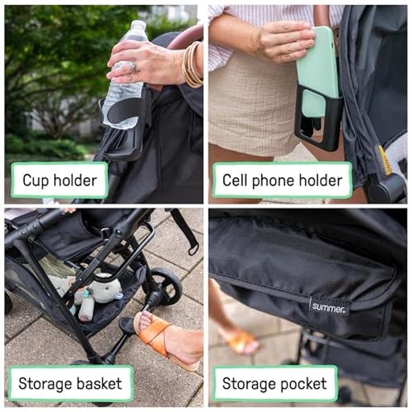 Ingenuity 3Dquickclose CS+ Compact Fold Stroller – Lightweight Stroller with Oversized Canopy, Extra-Large Storage and Compact Fold, CarSeat Compatible, Gray