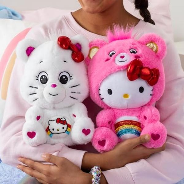 Care Bears Hello Kitty Loves Cheer Bear 10" Collectible Plush 2-Pack - Soft, Huggable Material!