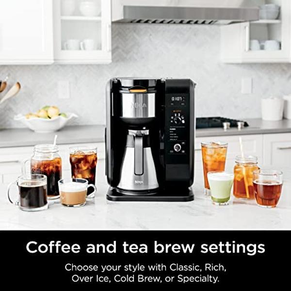 Ninja Hot and Cold Brewed System, Tea & Coffee Maker, with Auto-iQ, 6 Sizes, 5 Styles, 5 Tea Settings, 50 oz Thermal Carafe, Frother, Coffee & Tea Baskets, Dishwasher Safe Parts, B