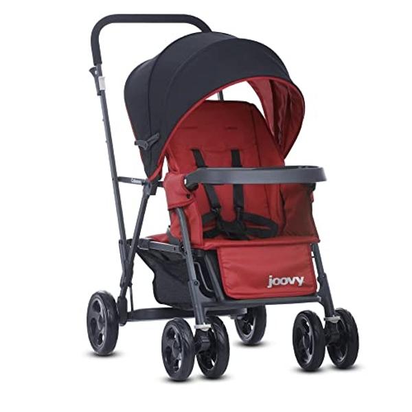 GAOMON Double Stroller Track Tandem Stroller for Infant and Toddler, Foldable Pushchair Bassinet Pram, Multi-Position Reversible & Adjustable Backrest, Large Storage Basket and Can