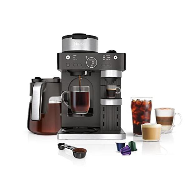 Ninja Espresso & Coffee Maker & Barista System, 3 Espresso Brew Styles, Single-Serve Coffee & Nespresso Capsule Compatible, Built-in Frother, Espresso, Cappuccino & Latte Maker, Bl