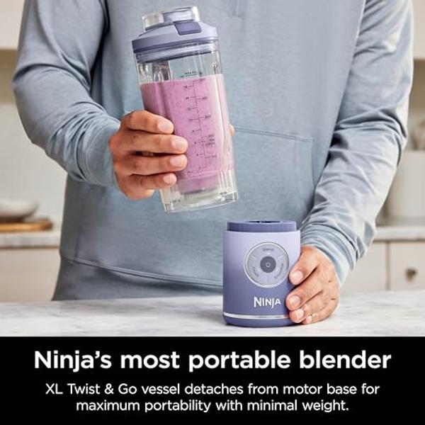 Ninja Blast Max, Portable Blender + Twist & Go, Personal Blender, Ninja Blender, Smoothie, Blend, Ice Crush, 3 Programs, Cordless, 22 oz removable Vessel, Dishwasher Safe, Leakproo