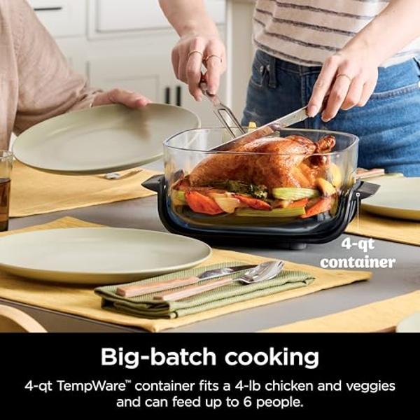 Ninja Crispi 4-in-1 Portable Glass Air Fryer Cooking System, 4QT & 6 Cup Glass Containers with Storage Lids, Easy Meals, Microwave, Freezer & Dishwasher Safe, Air Fry, Bake & More,