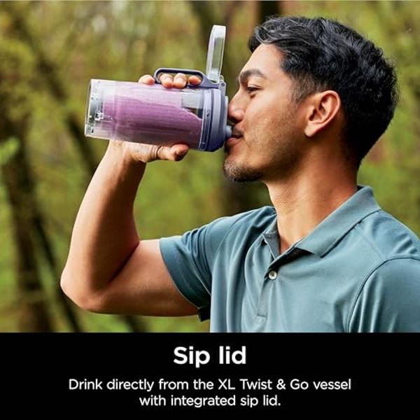 Ninja Blast Max, Portable Blender + Twist & Go, Personal Blender, Ninja Blender, Smoothie, Blend, Ice Crush, 3 Programs, Cordless, 22 oz removable Vessel, Dishwasher Safe, Leakproo