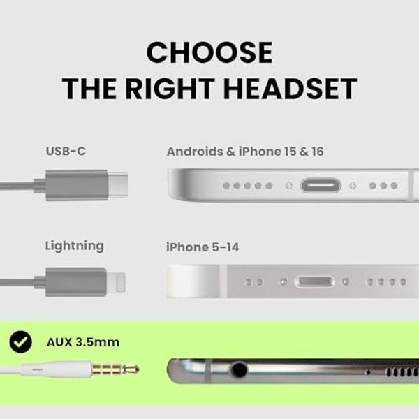 Avantree E171 - AUX 3.5mm Wired Earbuds with Microphone & in-Line Volume Control, Compatible with Traditional 3.5mm AUX Phones Corded Headphones with Ear Hook for Running & Sports,